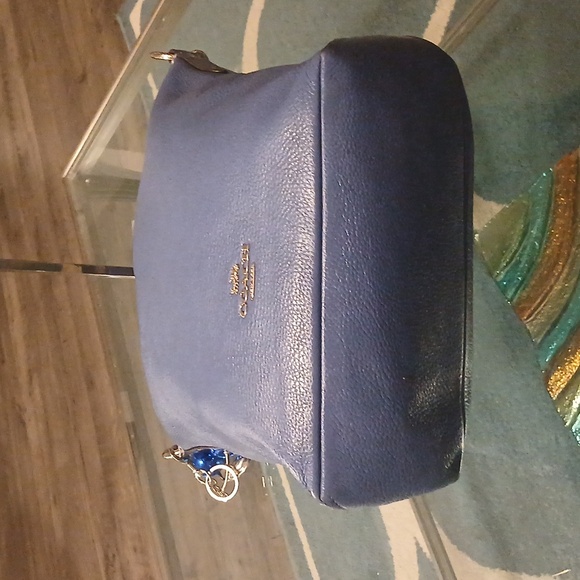 Coach Abby Blue Leather Shoulder Bag with Silver Accents - Picture 7 of 9